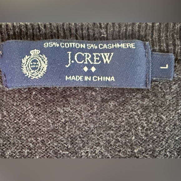 VGUC J.Crew 95% Cotton 5% Cashmere V-Neck Sweater Men’s Large Gray Fall 2011 - Picture 4 of 5